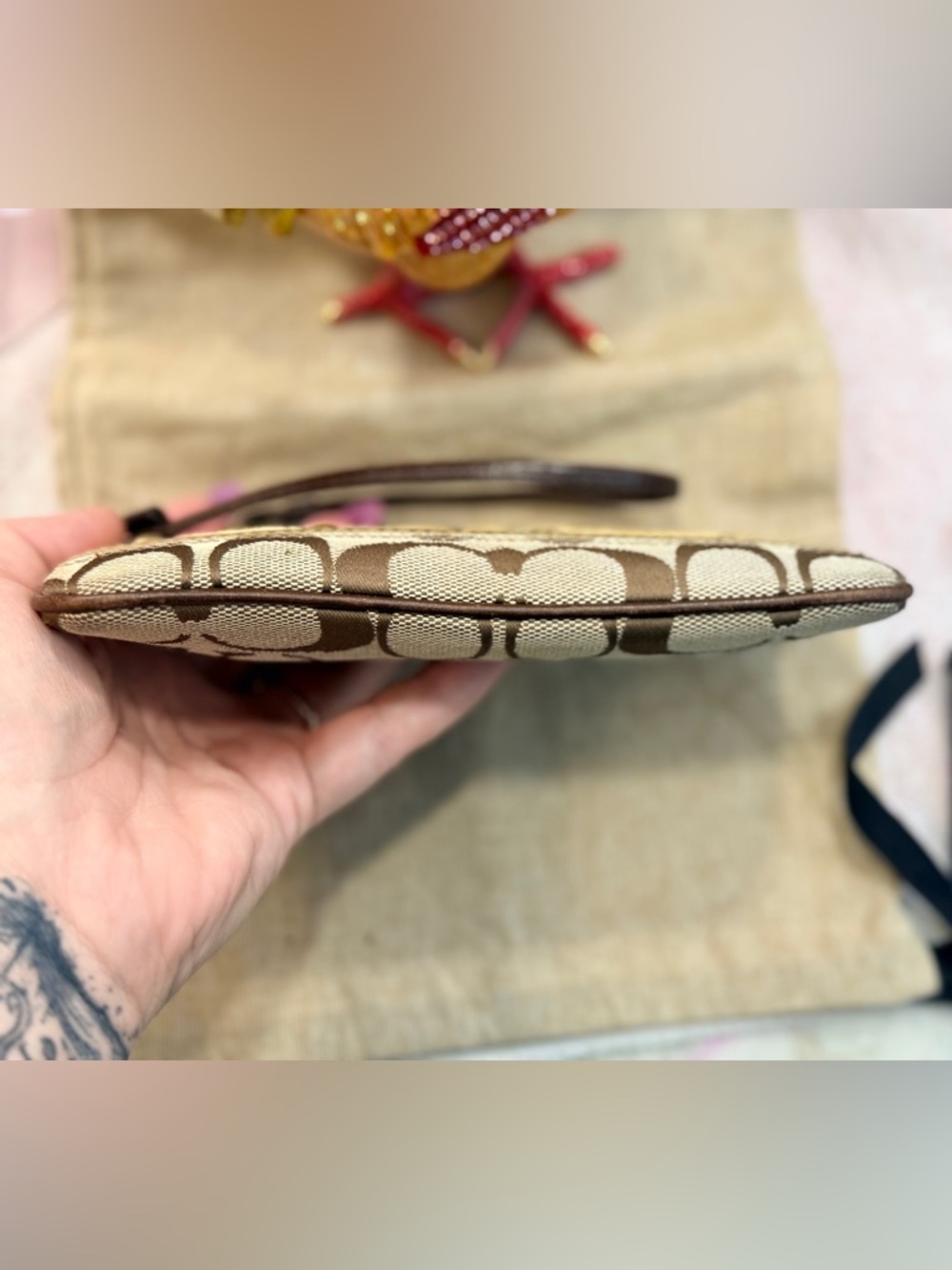Coach vtg. Signature Pierced Stripe Wristlet - Picture 4 of 8